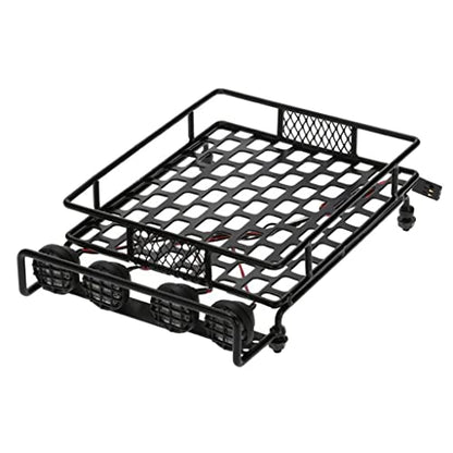 misppro 1/10 RC Climbing Car Accs Roof Rack Luggage Carrier W LED Light Bar