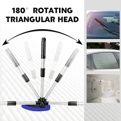 Windshield Cleaner Tool, Windshield Cleaning Tool, Car Window Detailing Cleaning Kit with Extendable Handle and Reusable Microfiber Pads, Auto Glass Wiper Brush for Car Office Home (Blue) - color: Blue