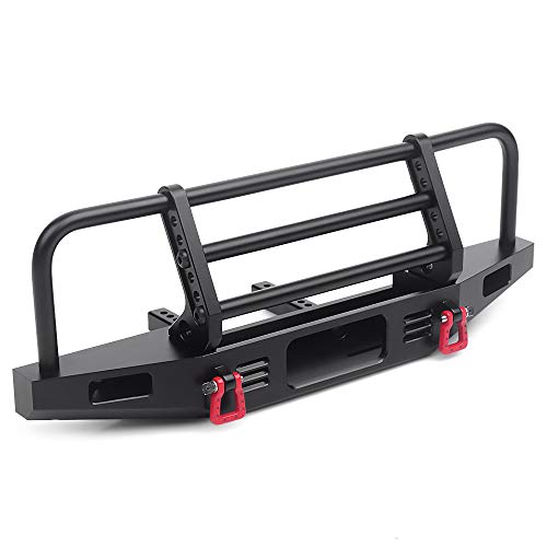 INJORA Adjustable Metal Front Bumper for 1/10 TRX4 SCX10 SCX10 II (Black) - color: Black