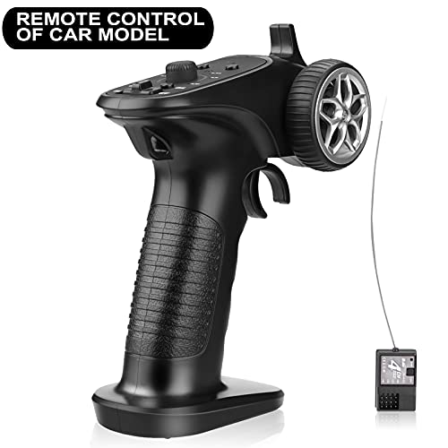 GoolRC GA-4H-TX RC Transmitter and Receiver, 2.4GHz Remote Controlle Transmitter with 4CH Receiver Combo for 1/8 1/10 1/16 1/32 RC Car Boat Plane Crawler Toys Gifts for Mod Enthusiasts