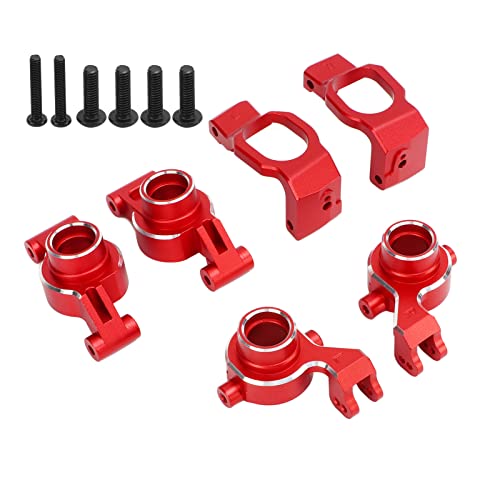 RC Rear Axle Seats, Durable Minimizes Backlash Friction Aluminum Alloy C Hub Set for 1/10 Scale RC Trucks Off-Road Racing Hobbyists - color: Red