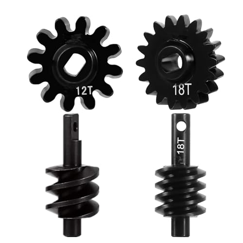 Axle Gear Overdrive Worm Differential 13T 14T/12T 18T/13T 16T Steel Gear for AX24 Axial SCX24 C10 JLU Gladiator Bronco 1/24 RC Crawler Car Upgrade Parts (12T 18T) - size: 12T 18T