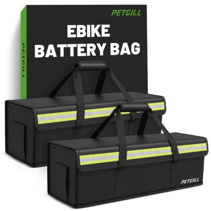 2-Pack E-Bike Battery Safe Bag Explosionproof - Large Capacity Fireproof Lipo Bag for Ebike Battery Charging and Storage(L 19.2x5.5x5.9Inches) - size: L-2 Pack 19.2x5.5x5.9Inch