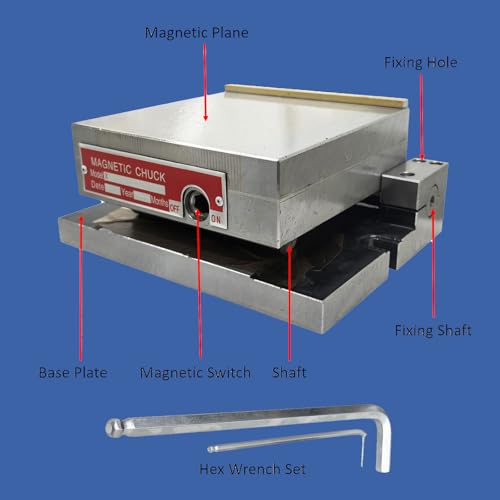6x6 Inch Magnetic Sine Plate Rectangular Magnetic Chuck Fine Pole Permanent Magnet Sucker with 0-45 Degree Dip Angle for Grinding Milling Machine Lathe
