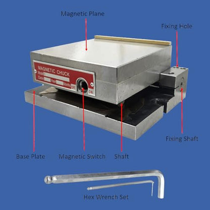 6x6 Inch Magnetic Sine Plate Rectangular Magnetic Chuck Fine Pole Permanent Magnet Sucker with 0-45 Degree Dip Angle for Grinding Milling Machine Lathe