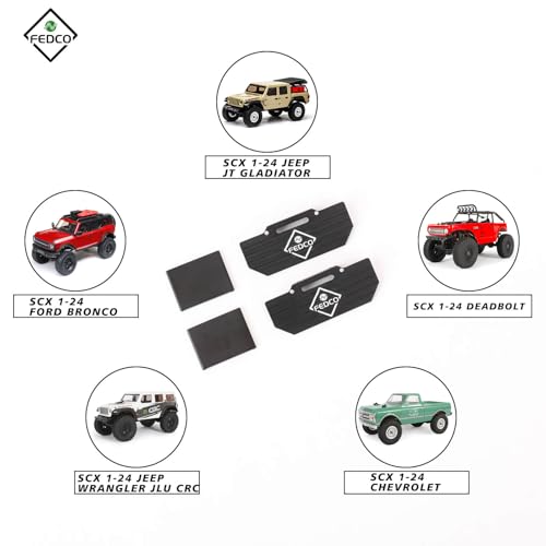 SCX24 Side Plate Rock Sliders ESC Battery Tray with Shock Mount Shock Tower ESC Mount Chassis Post SCX24 Chassis Upgrade Parts for Axial SCX24 LCG Chassis Upgrades 1/24 RC Crawler