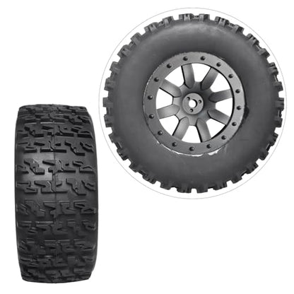 Pre-Glued 1/10 RC Short Course Truck Tires and Wheels Set 12mm Hex for Traxxas Slash 4x4 BL-2S 2WD Redcat Blackout SC Losi SCT Team Associated SC10 HPI, with Foam Inserts (Type 1) - style: Type 1
