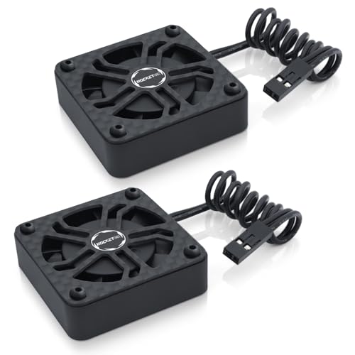 2 Pack Surpass Hobby 40mm RC Cooling Fans,16000 High RPM RC Car Motor Fan for 1/8 1/10 RC Car Truck Truggy (Without Motor Heatsink) - style: 2Pack 40mm fan-black