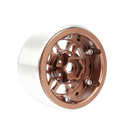 4PCS 1.9" Beadlock Wheel Rims Offset-10mm Aluminum Alloy Metal Wheel Hub for 1/10 RC Rock Crawler Car for Axial SCX10 TRX4 TRX6 D90 D110 Upgrade Accessories (Bronze) - color: Bronze