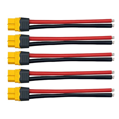 5Pairs XT60H (XT60 Upgrade Plug Male Female Extension Connector Adapter with Sheath Housing with 12AWG 10cm Silicone Wire for RC Lipo Battery FPV Racing Drone - style: XT60H