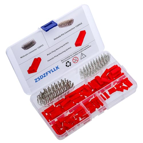 360pcs SYP 2.54mm 2Pin Red Male Female Plug Housing Crimp Terminal Connector Kit JST-SYP