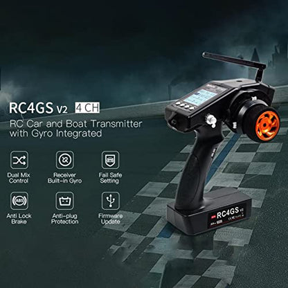 GoolRC RC4GS V2 RC Transmitter 4 Channels and Receiver R6FG with Gyro 400M Remote Controller for Car Boat Truck Transmitter for RC Boat