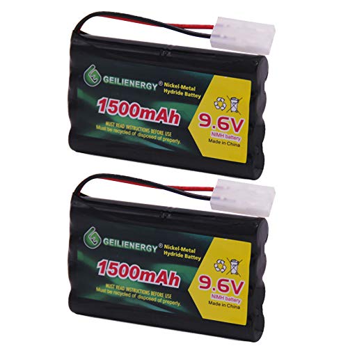 9.6V 1500mAh NiMH High Capacity Rechargeable RC Battery with Standard Tamiya Connector for RC Car Boats Robots and OTC Genisys 239180 & EVO Scan Scanner(2 Pack)