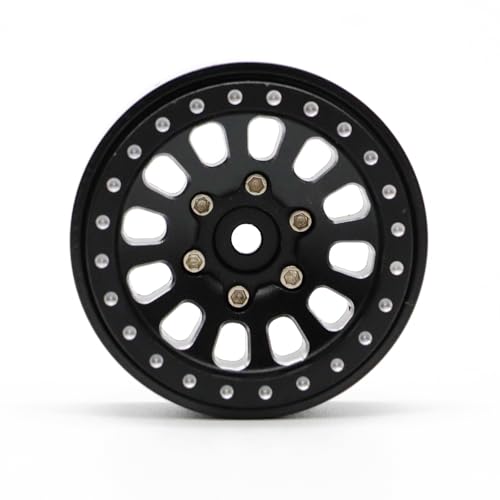 1.3” Brass Beadlock Wheels, -5.40mm Offset CNC 7 mm Hex Rims for 1/18 1/24 RC Crawler TRX4M, Axial SCX24 AX24, Redcat Ascent-18, FMS FCX24, 4 pcs, Matte Black - color: Matte-black
