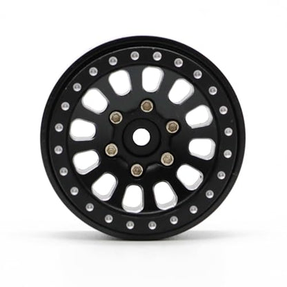 1.3” Brass Beadlock Wheels, -5.40mm Offset CNC 7 mm Hex Rims for 1/18 1/24 RC Crawler TRX4M, Axial SCX24 AX24, Redcat Ascent-18, FMS FCX24, 4 pcs, Matte Black - color: Matte-black