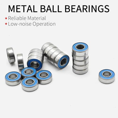 Hoypeyfiy 20Pcs RC Metal Ball Bearings with Rubber Ring Axle Bearing Set, SCX24 Rubber Sealed Bearings Set, 1/24 RC Crawler Car for Axial SCX24 Upgrades Parts