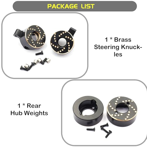 Brass Steering Knuckles & Rear Axle Weights for 1/30 Scale RC Crawler | Black Coating,CNC Machined,Heavy Duty Upgrade Parts,Easily install,Precision Fit