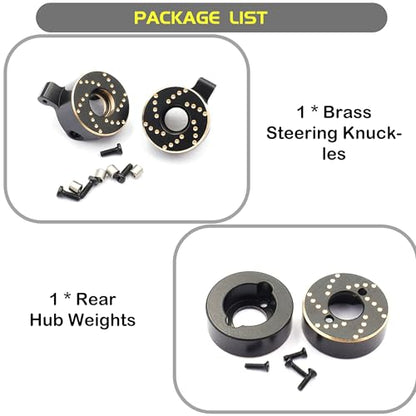 Brass Steering Knuckles & Rear Axle Weights for 1/30 Scale RC Crawler | Black Coating,CNC Machined,Heavy Duty Upgrade Parts,Easily install,Precision Fit