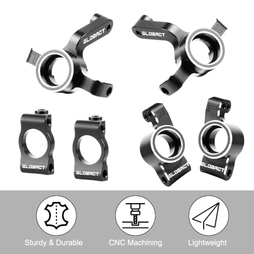 GLOBACT Aluminum Spindles & Caster Blocks & Rear Hubs Set for LOSI 1/24 Micro-B 1/28 Micro-T RC Upgrade Parts Replace LOS-1982 LOS-1984 LOS-1983