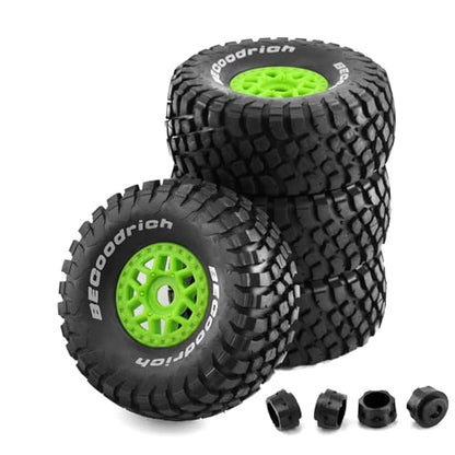 1/8 RC Short Course Truck Tires And Wheels 17mm Hex OD 140mm 1/7 All Terrain Off Road Tyres For 1:7 1:8 RC Buggy Truck Car HSP TRAXXAS UDR DF7 FS Atom ARRMA Mojave YK4072 DF7 4PCS (Green) - color: Green