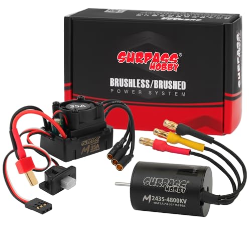 1/16 1/18 RC Brushless Sensorless Motor 35A ESC Combo,2435 4800KV | Waterproof Sensorless Motor,Surpass Hobby,Electric Speed Controller Set,for RC Model Car Truck - size: 4800KV, style: 2435