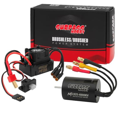 1/16 1/18 RC Brushless Sensorless Motor 35A ESC Combo,2435 4800KV | Waterproof Sensorless Motor,Surpass Hobby,Electric Speed Controller Set,for RC Model Car Truck - size: 4800KV, style: 2435