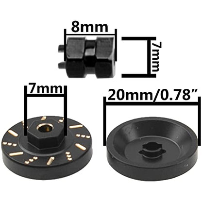 ShareGoo Aluminum Extended 7mm Hex Wheel Hubs & Brass Wheel Hex Adapter Balance Weight Compatible with Axial SCX24 1/24 RC Crawler Car (Black) - color: Black