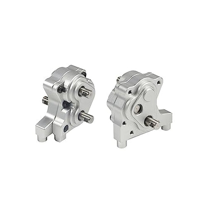 SCX10 II Planetary Gearbox Transfer Case Short Drive Shaft Skid Plate Front Motor Mount for 1/10 RC Crawler Chassis SCX10 II Upgrades Accessories (Silver)