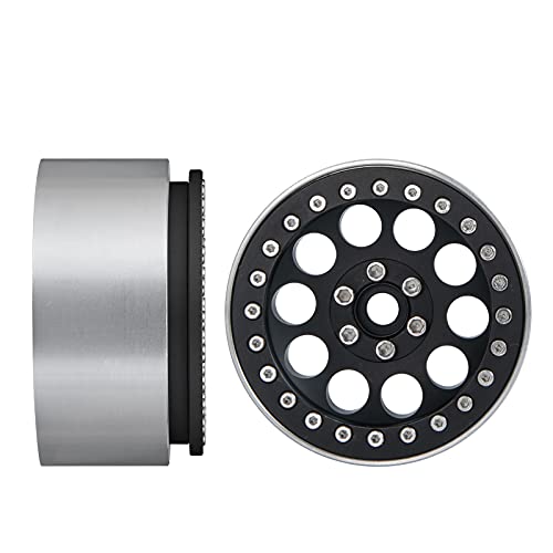Aluminum 2.2" Beadlock Wheels Rims 35mm for 1/10 RC Crawler Truck Car SCX10,SCX10-II,TRX4,Wraith,4PCS (Black) - color: Black
