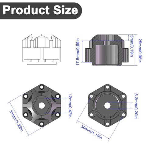 4Pcs Wheel Hex Hub Adapters Aluminum Wheel Spacers for All 1/10 RC Car Truck SCX10 TRX4 Slash Rustler Stampede Granite (Blue) - color: Blue