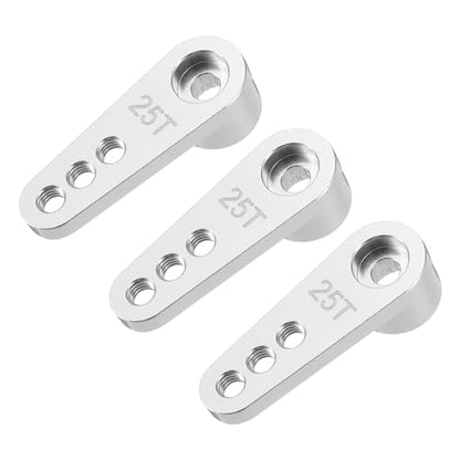 MECCANIXITY Aluminum Alloy 25T Steering Servo Single Arm Horn Silver for DIY RC Car/Boat/Airplane Boat Accessories 3 Pcs - color: Silver