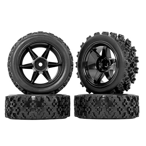 12mm Hex RC Rally Wheels and Tires Preglued 4PCS | for Traxxas LaTrax Rally Wltoys 144001 124019 DeeRC 302e 9310 RC Tires and Wheels 1/12 1/14 1/16 1/18 Scale