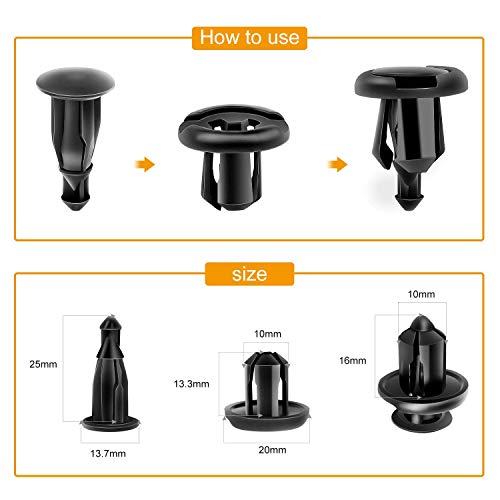 GOOACC 100PCS GRC-45 Fender Rivet Clips-91503-SZ3-003 10mm,1PC Bonus Fastener Remover for Honda and Acura