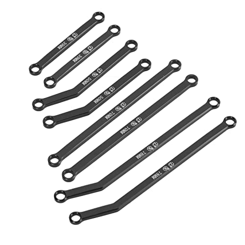 RiToEasysports Aluminum Alloy High Clearance RC Links Set Steering Linkage Rod with Anti Wear Precision Manufacturing for AXIAL SCX24 1/24 RC Crawler (Black) - color: Black