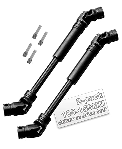 Universal Drive Shaft 2PCS 105-155MM RC Upgrades for 1/10 SCX10 Red cat D90 Gen7 /Pro RC 4WD GEN8 RC Crawler,RC Upgrade Parts Hop-Ups,Steel Full Metal Drive Shaft,Black (105-155 MM,2PCS) - size: 105-155 MM (More Power)