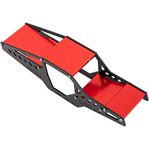 ShareGoo Aluminium Chassis Frame Kit Rocks Cage Body Shell Compatible with 1/24 Axial SCX24 90081 AXI00001 AXI00002 AXI00005 AXI00006 RC Crawler Upgrade Parts (Red) - color: Red