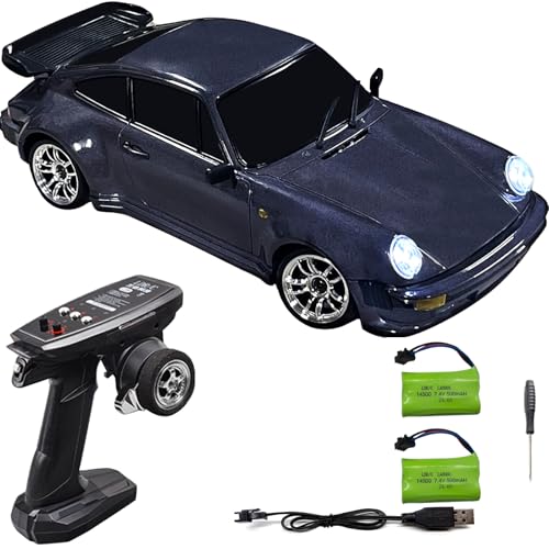 FLYCOLOR LD1898 1/18 RC Drift Car GTR R34 2.4GHz RWD with Gyroscope on-Road Alloy Body Shell Racing Cars Radio Control (Purple) - color: Purple