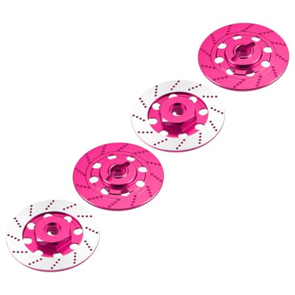 4PCS MORFUM RC Aluminum Alloy Hex Drift Wheels Rim Tires Hub Brake Disc Compatible with Sakura D4 AWD RWD 1/10 RC Drift Crawler Car Upgrade Parts (Pink) - color: Pink