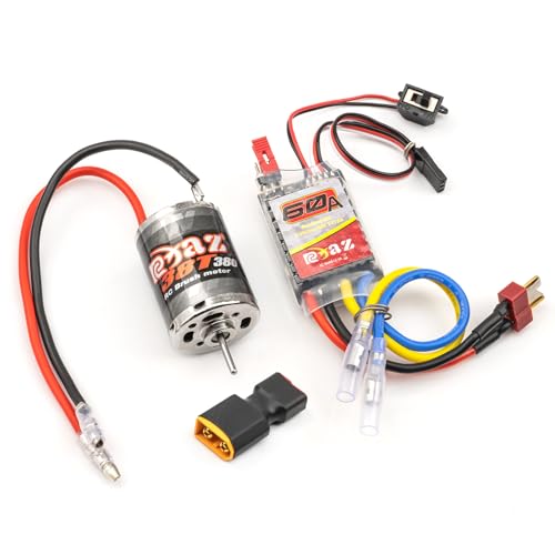 Brushed Power Combo 380 38T Motor 60/320A ESC BEC 6V/2A Splash-Proof for 1/10 1/16 1/18 RC Buggy Car Traxxas LaTrax Teton Rally Desert Prerunner Losi Mini-T 2.0 LMT 4WD, RC Drift Buggy Truck Car - size: 380 38T
