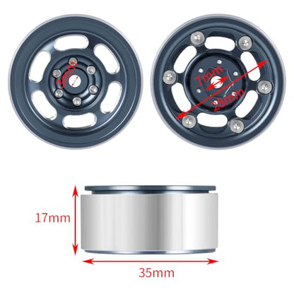 MOHERO 4Pcs 1.3 RC Beadlock Wheel Rims for 1/18 1/24 RC Crawler TRX4M Axial SCX24 Redcat Ascent-18 Upgrade Parts (Grey) - color: Grey