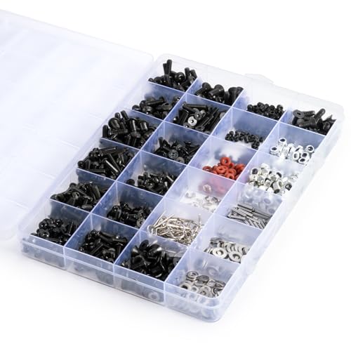 1000pcs Universal RC Screw Kit Screws Assortment Set 304 Stainless Steel Hardware Fasteners for SCX10 TRX4 All Series RC Cars Trucks Crawler, RC Screw Kit, Car Body Clips Pins