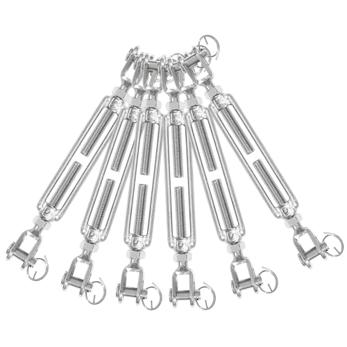 6PCS M5 Jaw Jaw Turnbuckle Stainless Steel Jaw and Jaw Turnbuckle, Jaw Jaw Closed Body Marine Turnbuckle, Durable for Wire Rope Cable (M5, Jaw & Jaw) - style: Jaw & Jaw-M-5