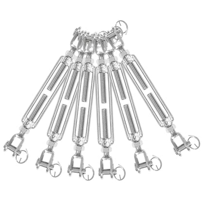 6PCS M5 Jaw Jaw Turnbuckle Stainless Steel Jaw and Jaw Turnbuckle, Jaw Jaw Closed Body Marine Turnbuckle, Durable for Wire Rope Cable (M5, Jaw & Jaw) - style: Jaw & Jaw-M-5