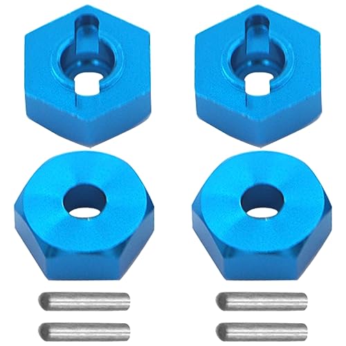 4PCS Vgoohobby Aluminum 12mm Wheel Hex Hubs Mount Adapter with 2x10 mm Pins Compatible with 1/10 RC Car Truck Truggy Buggy,Blue