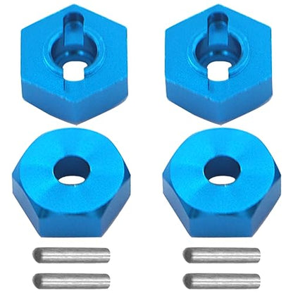 4PCS Vgoohobby Aluminum 12mm Wheel Hex Hubs Mount Adapter with 2x10 mm Pins Compatible with 1/10 RC Car Truck Truggy Buggy,Blue