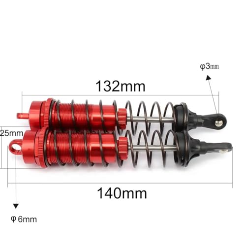 Rc Damper Shock Absorber for Hpi 1/8 Aluminum Adjustable RC Shock Absorber Damper 140mm Rc Car for Buggy Truck Crawler Accessories Upgrades Parts Replacement Use(Red) - size: Red
