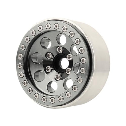 4PCS 1.9 Inch Beadlock Wheel Hub Rim Rims Aluminum Alloy for 1/10 TRX4 TRX6 Axial SCX10 D90 SCX10 II III AXI03007 GRT EX86190 RC Crawler Upgrade(A) - color: Gray