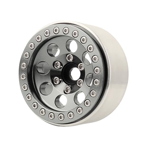 4PCS 1.9 Inch Beadlock Wheel Hub Rim Rims Aluminum Alloy for 1/10 TRX4 TRX6 Axial SCX10 D90 SCX10 II III AXI03007 GRT EX86190 RC Crawler Upgrade(A) - color: Gray