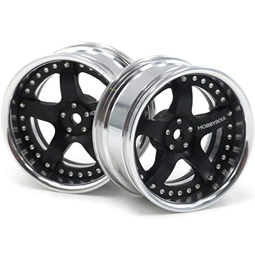 2pcs RC 1/10 Aluminum On Road Wheel Rims Hex 12mm Adjustable Offset Silver/Black Color Fit for 1:10 RC On Road Drift Touring Street Car Tire Tyre - color: Silver & Black
