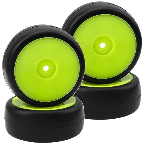 Plastic Wheel Rims 12mm Hex Hub & Rubber Tires w/Foam Compatible with HSP Tamiya HPI Kyosho 1/10 On-Road Touring Car WLtoys 1/14 144001 RC 1/18 A959B Buggy (Green) - color: Green